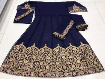 BLUE COLOR DESIGNER HEAVY GEORGETTE WITH CORDING WORK SALWAR SUIT 4