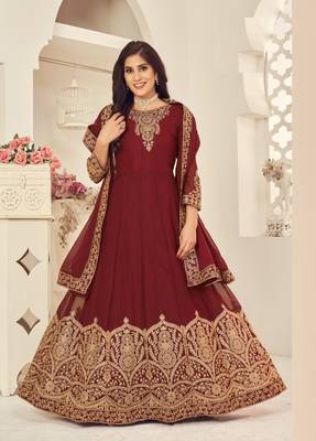 RED COLOR DESIGNER HEAVY GEORGETTE WITH CORDING WORK SALWAR SUIT 1