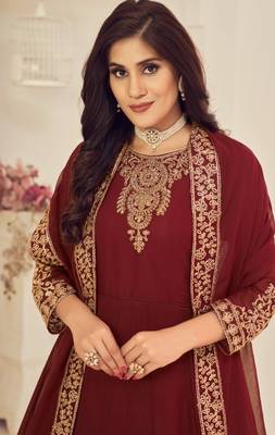 RED COLOR DESIGNER HEAVY GEORGETTE WITH CORDING WORK SALWAR SUIT 2