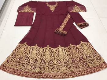 RED COLOR DESIGNER HEAVY GEORGETTE WITH CORDING WORK SALWAR SUIT 3