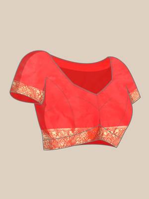 Red Kota Lichi Golden Zari Ethnic Motif Banarasi StyleContemporary Woven Design Saree With Running Blouse Piece 6