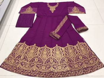 PURPLE COLOR DESIGNER HEAVY GEORGETTE WITH CORDING WORK SALWAR SUIT 4
