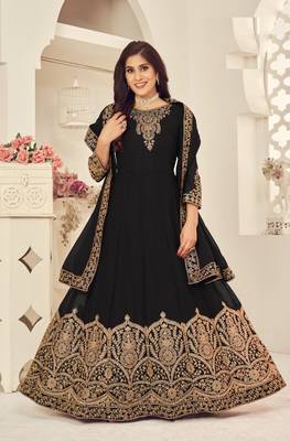 BLACK COLOR DESIGNER HEAVY GEORGETTE WITH CORDING WORK SALWAR SUIT 1