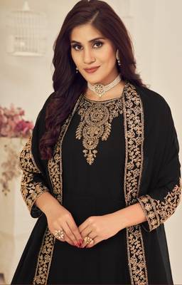 BLACK COLOR DESIGNER HEAVY GEORGETTE WITH CORDING WORK SALWAR SUIT 2