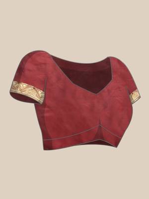 Maroon Kota Lichi Golden Zari Ethnic Motif Banarasi StyleContemporary Woven Design Saree With Running Blouse Piece 6