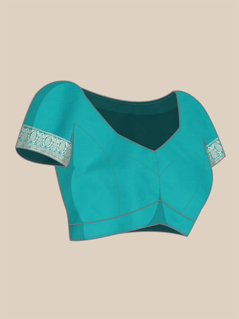 Green Woven Jacquard Saree With Blouse