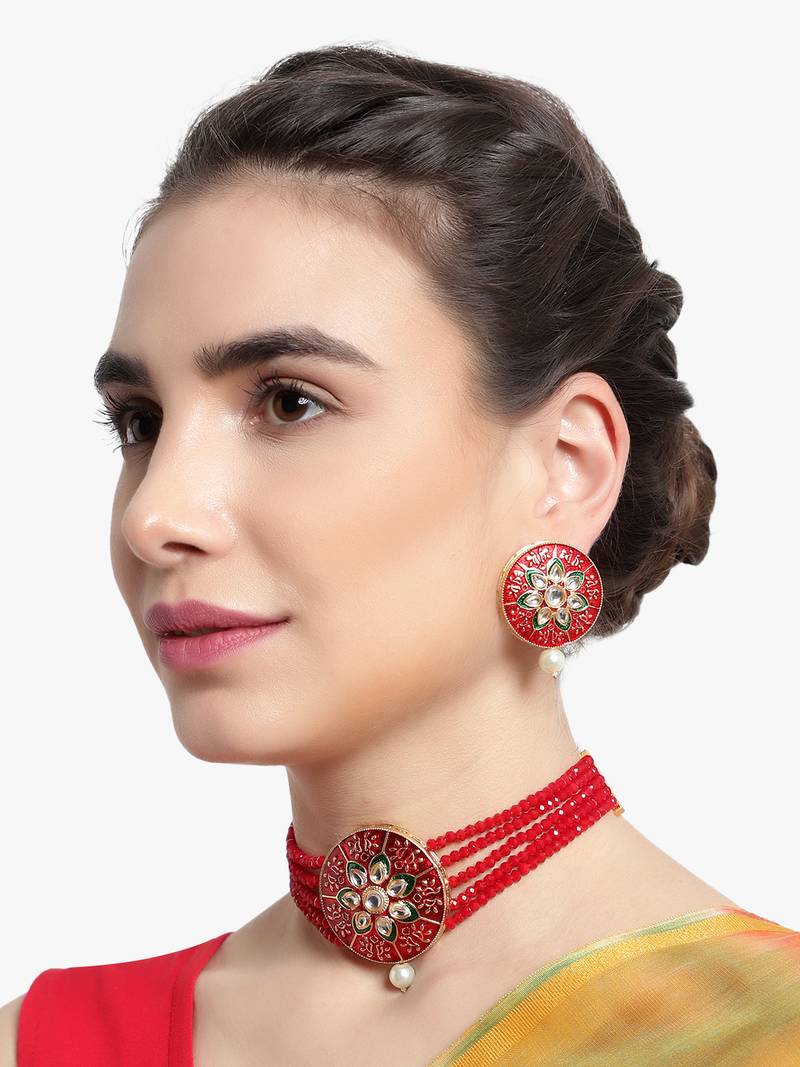 Steorra Jewels Traditional Necklace Set For Women