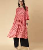 Pink printed rayon ethnic-kurtis