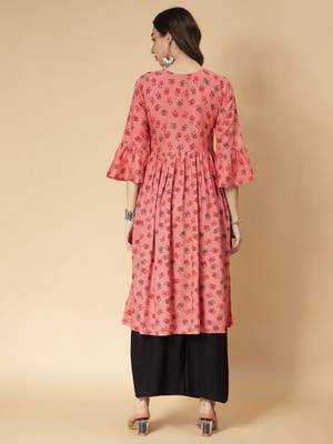 Pink printed rayon ethnic-kurtis 4