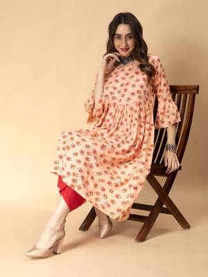 Peach printed rayon ethnic-kurtis 2