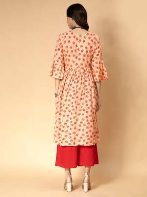 Peach printed rayon ethnic-kurtis 4