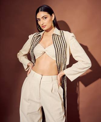 Athiya Shetty In Black Drop Jacket Set 2