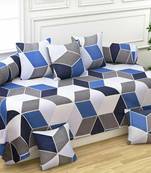 8Pcs Diwan Cover Set Which Include 1 Bedsheet , 5 Cushion And 2 Blosters -| Set Of 8 Piece|