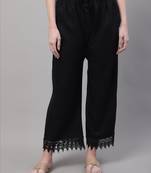 Women Regular Fit Black Cotton Lace Palazzo