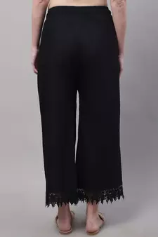 Women Regular Fit Black Cotton Lace Palazzo