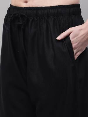 Women Regular Fit Black Cotton Lace Palazzo 5