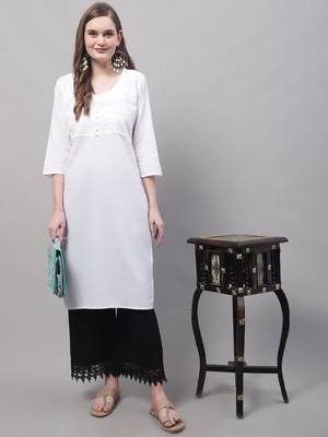 Women Regular Fit Black Plus Cotton Lace Palazzo 4
