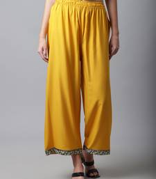 Women Regular Fit Yellow Rayon Palazzo