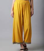 Women Regular Fit Yellow Rayon Palazzo