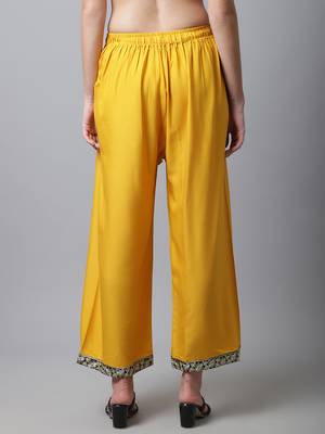 Women Regular Fit Yellow Rayon Palazzo 2