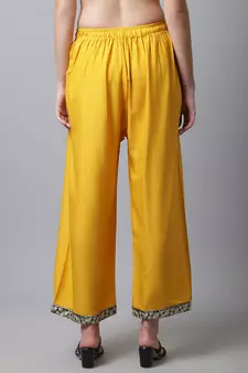 Women Regular Fit Yellow Rayon Palazzo
