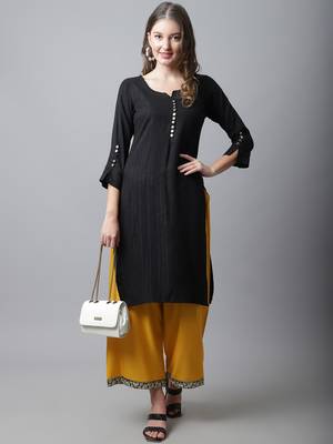 Women Regular Fit Yellow Rayon Palazzo 4