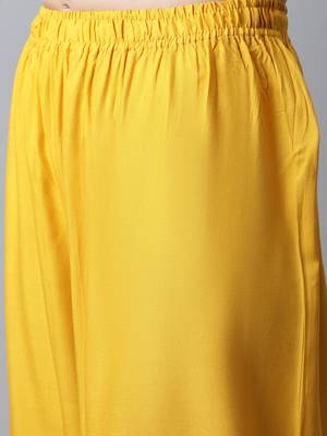 Women Regular Fit Yellow Rayon Palazzo 5