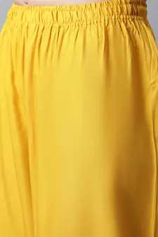 Women Regular Fit Yellow Rayon Palazzo