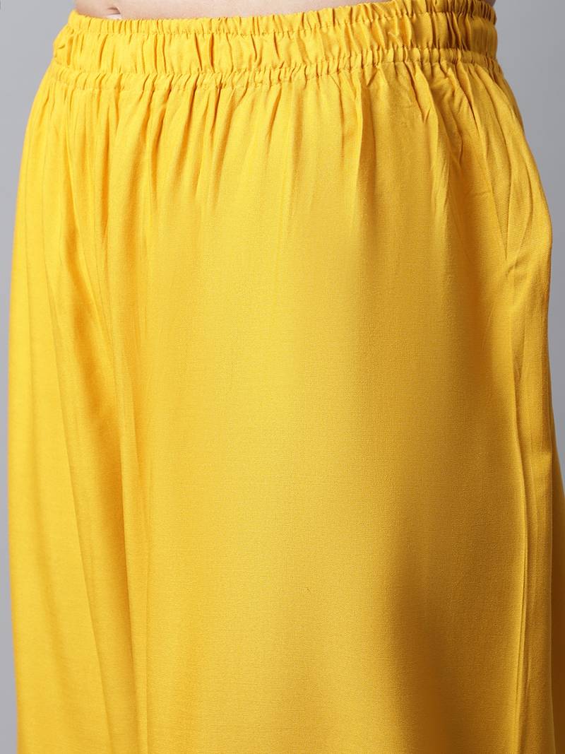Women Regular Fit Yellow Rayon Palazzo