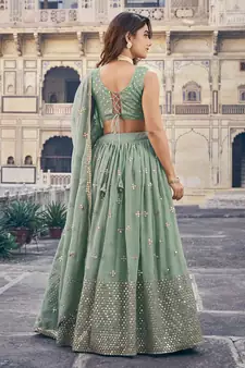Mint Green Lehenga Choli Set for Women