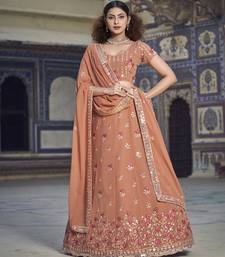 Rust  Georgette Semi-Stitched Lehenga and Unstitched Blouse With Dupatta