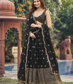 Black Georgette Semi-Stitched Lehenga and Unstitched Blouse With Dupatta