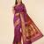 Wine Woven Silk Blend Saree With Blouse