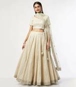 Mirrorwork Offwhite Lehenga Set