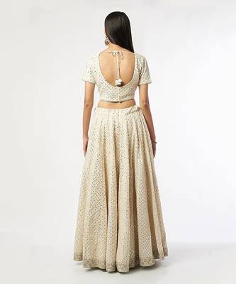 Mirrorwork Offwhite Lehenga Set 2