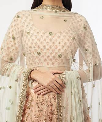 Pink Embroidred Lehenga Set 4