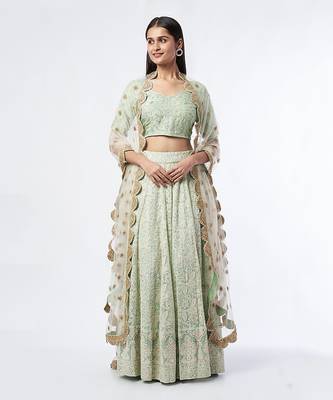 Sky Blue Embroidered Lehenaga Set 1