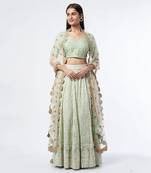 Sky Blue Embroidered Lehenaga Set