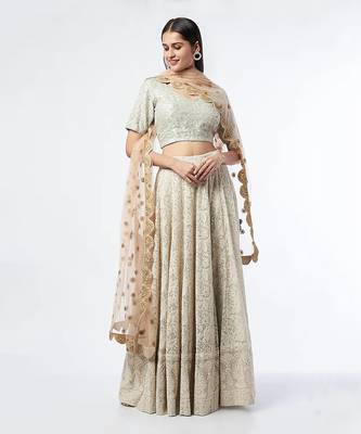 Sky Blue Embroidered Lehenaga Set 2