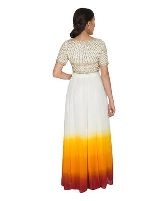Shaded Ggt Skirt With Sequins Embroidered Crop Top 2