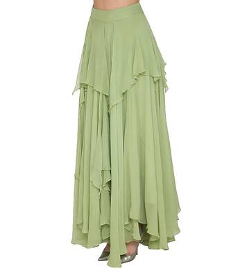 Tela Green Ggt Ruffle Skirt With Emb Organza Long Top 3