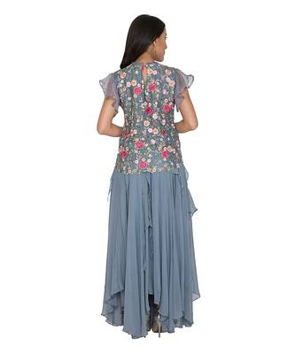 Teal Blue Ggt Ruffle Skirt With Emb Organza Long Top 2