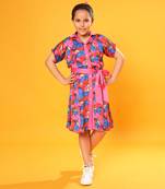 Butterfly Print Shirt Dress with Belt