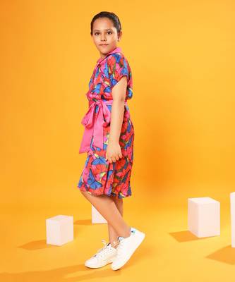 Butterfly Print Shirt Dress with Belt 2