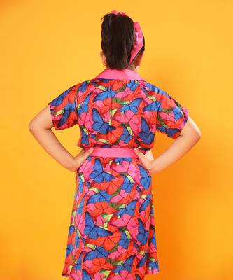 Butterfly Print Shirt Dress with Belt 5