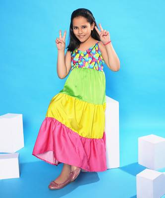 Feather Print Tiered Maxi Dress 1