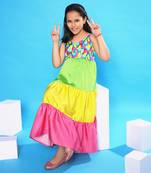 Feather Print Tiered Maxi Dress