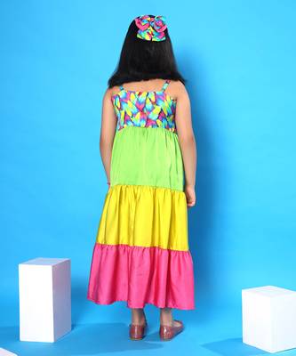 Feather Print Tiered Maxi Dress 3