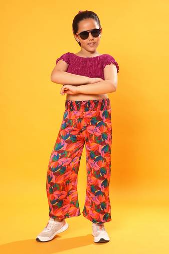 Crop Top with Floral Print Pant
