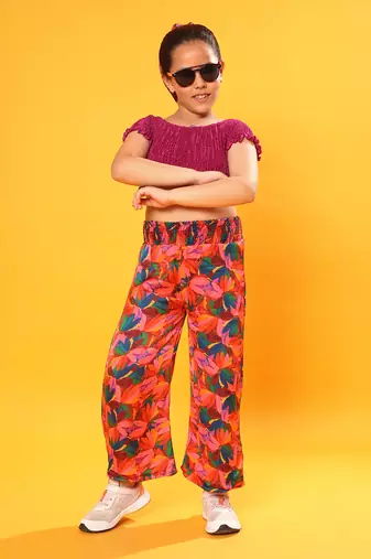 Crop Top with Floral Print Pant